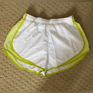 White and Green Nike athletic Shorts
